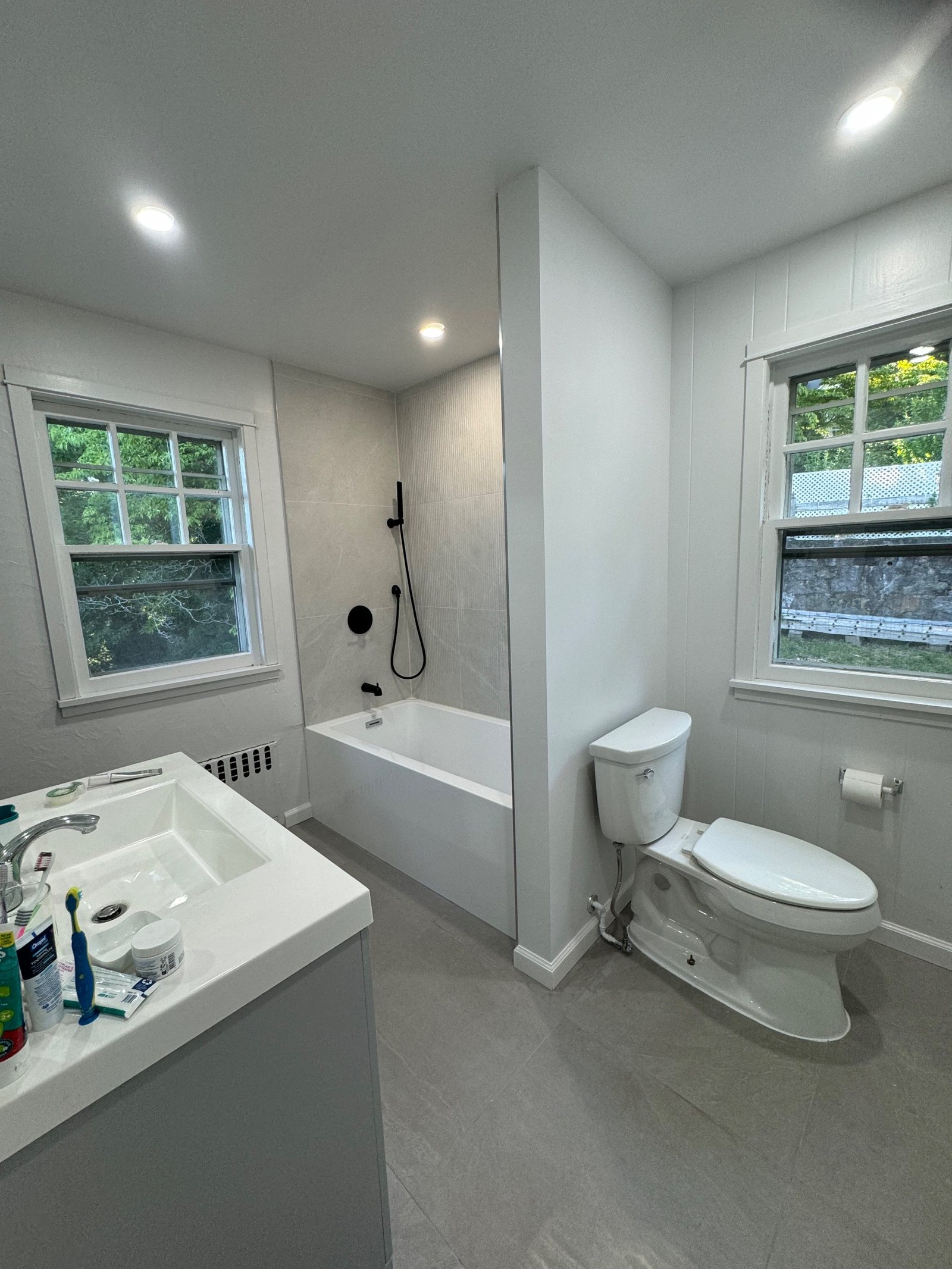 A finished bathroom back in service after the work