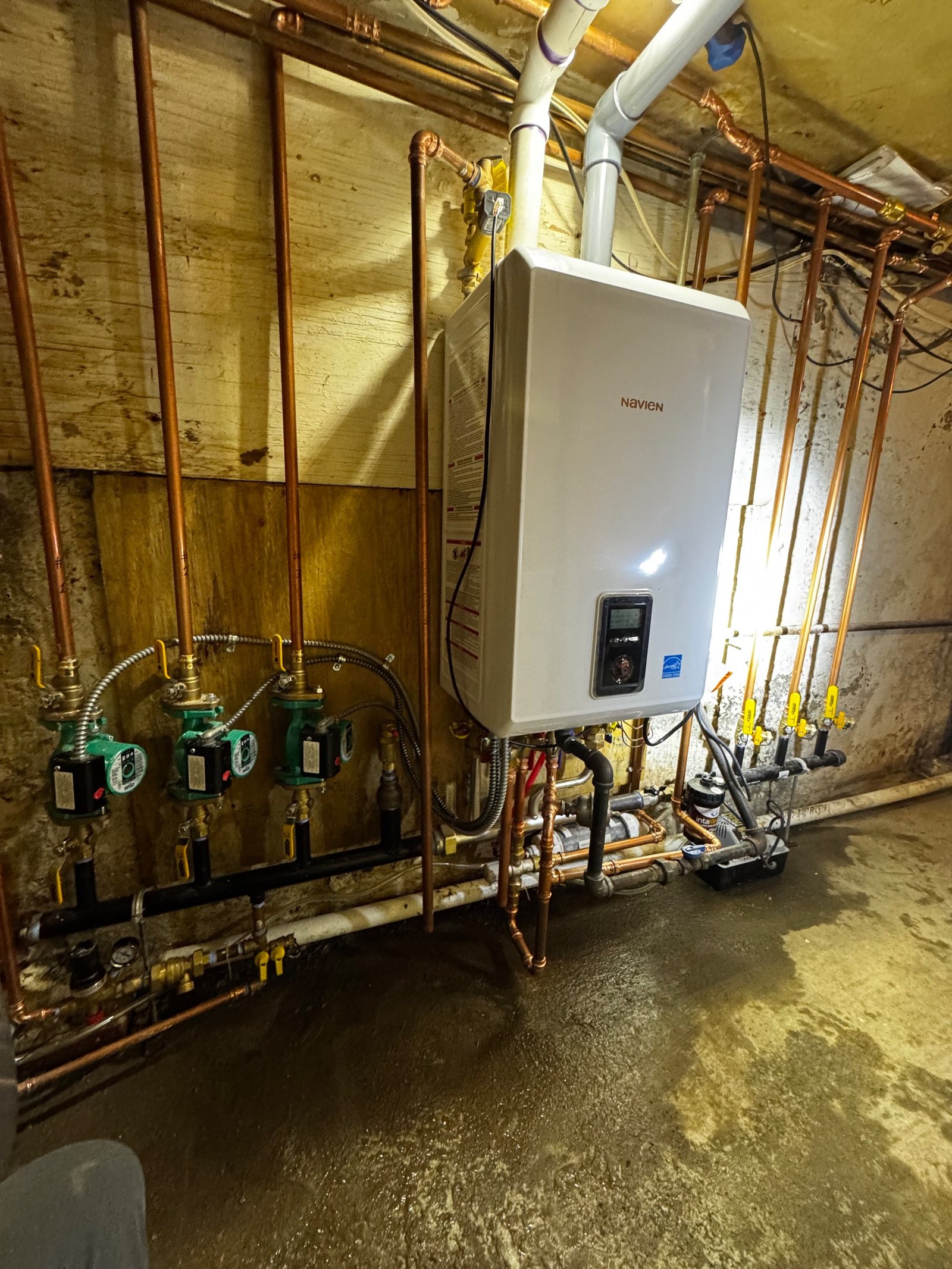 Zone valves and circulators on a copper heating manifold
