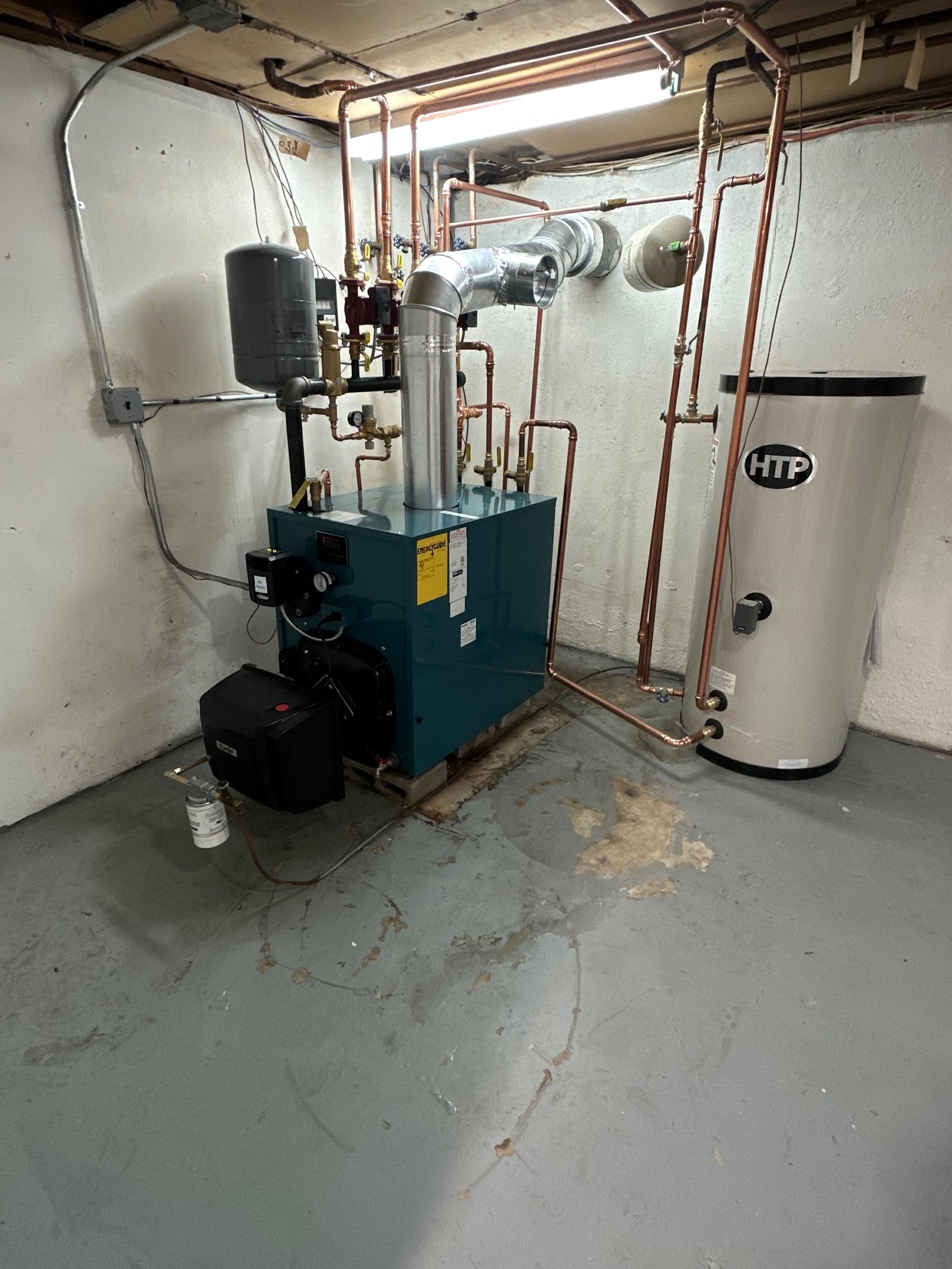 A boiler paired with an indirect hot water cylinder